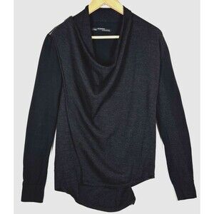AllSaints Drina Cardigan Womens Size 4 Black Asymmetrical Zipper Drape Sweater